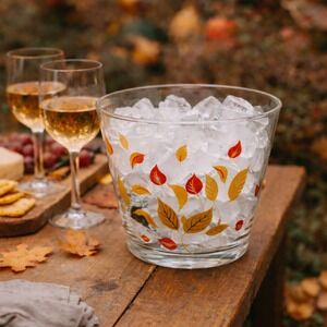 Salem Northwood Vintage Glass Bowl Autumn Leaves Mid Century Modern Fall Decor